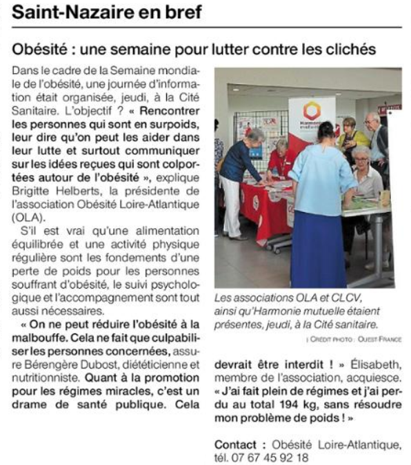 Compte rendu de la journée de l’obésité à l’hôpital de Saint Nazaire